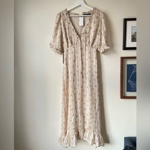 Sugarlips Shea Cream Puff V Neck Midi - Size S
